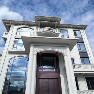 宝鸡白麻别墅外墙干挂石材效果示例