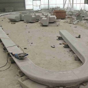 宝鸡 芝麻白花岗岩弧形花坛石，坐凳石