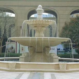 宝鸡 黄金麻花岗岩异型加工——户外庭院石雕流水喷泉