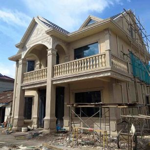 宝鸡 黄金麻花岗岩石材私人别墅雕花门楼柱阳台栏杆