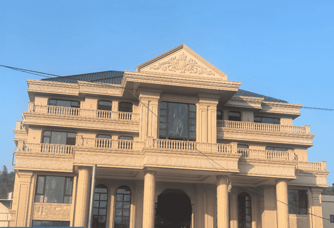 宝鸡黄金麻别墅外墙干挂石材效果示例